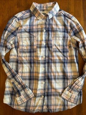 Plaid Button-Up Blue, Pink & Cream Shirt Women’s Small  Spring Layer Old Navy
